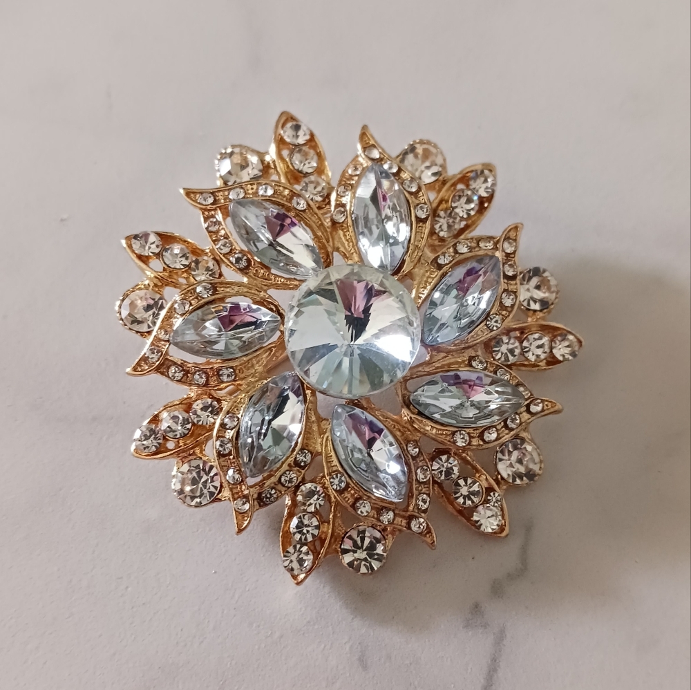 Gold and Crystal Brooch